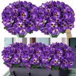 10 bundels kunstbloemen zoals echt balkon, kunstbloemen, buiten, uv-bestendig, weerbestendig, kunstbalkonplanten, balkonbloemen voor huis, vensterbank, bruiloft, decoratie (paars)