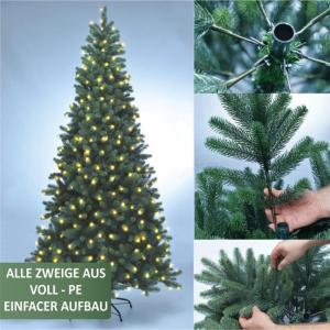 Premium kerstboom 240 cm – helder licht – kunstmatige kerstboom – met 70 leds – onechte dennenboom – PE-kerstboom