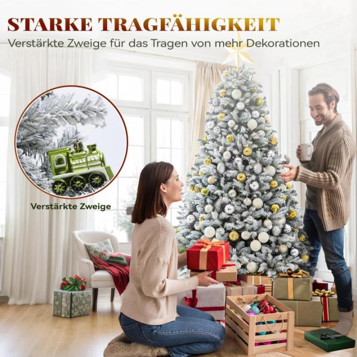 Kunstkerstboom met sneeuw, ca. 880 takken, dennenboom met klapsysteemframe en opvouwbare metalen standaard, snelle montage voor thuis, kantoor, winkels, 182 x 95 cm diameter
