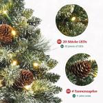 Mini-kerstboom met verlichting, led en witte sneeuw, 40 cm dennenboom met sterboompiek en echte dennenappels, voor kerstdecoratie, advent