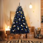 Kunstkerstboom, 180 cm, zwart, kerstboom met 1036 takpunten en metalen standaard, dennenboom voor thuis, kantoor, school, winkels