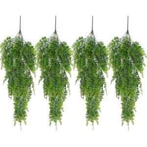 4 stuks 80 cm hangende planten kunstmatige varen groene bladeren groene planten plastic planten Perzische klimplanten voor buiten balkon muur bruiloft tuin decoratie