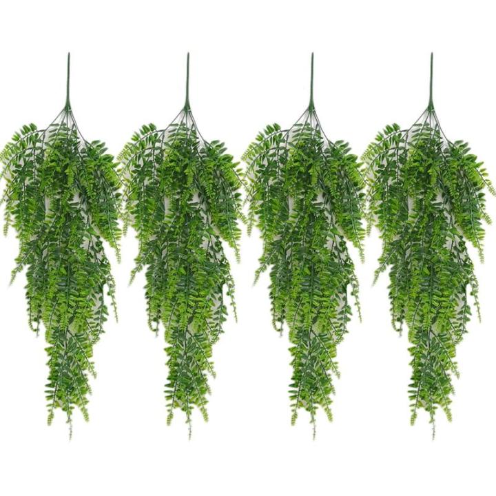 4 stuks 80 cm hangende planten kunstmatige varen groene bladeren groene planten plastic planten Perzische klimplanten voor buiten balkon muur bruiloft tuin decoratie