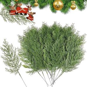 50 Stück Künstliche Tannenzweige Weihnachten Kiefernzweige Grüne Künstliche Pflanzen Tannennadeln Künstliche Kiefer Zweige für DIY Girlande Kranz Weihnachten Verschönerung H