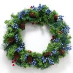 Kunstrode bessen voor Kerstmis, hulstbessen, bordeauxrode bessen, rode bessen, takken voor kerstboom (blauw)