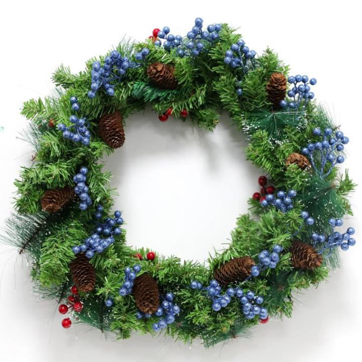 Kunstrode bessen voor Kerstmis, hulstbessen, bordeauxrode bessen, rode bessen, takken voor kerstboom (blauw)