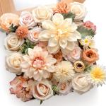 Verschiedene Kunstblumen aus Seide, Gemischte Falsch Blumen Rosen Pfingstrosen Dahlie mit Stiel für DIY Basteln Hochzeitssträuße Tafelaufsätze Kuchenblumen Arrangements Party H