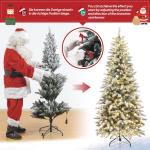 Kerstboom Slim, met led-lampjes en sneeuwvlokken, metalen standaard, kunstkerstboom, voor kerstdecoratie (180 cm met kleurrijke leds)