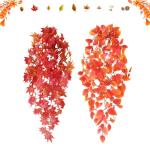 2 stuks kunstmatige hangplanten, 100 cm, herfst, kunstplant, hangende klimop, , plastic planten, kunststof, herfstdecoratie, herfst, bladeren, hangende planten voor buiten en