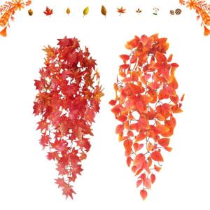 2 stuks kunstmatige hangplanten, 100 cm, herfst, kunstplant, hangende klimop, , plastic planten, kunststof, herfstdecoratie, herfst, bladeren, hangende planten voor buiten en