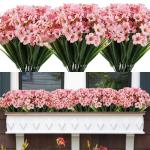 12Pcs Outdoor Nep Planten UV Bestand Outdoor Planten Plastic Faux Bloemen Planten Bulk Voor Indoor Outdoor Opknoping Planter Tuin Venster Doos Thuis Bruiloft Decor