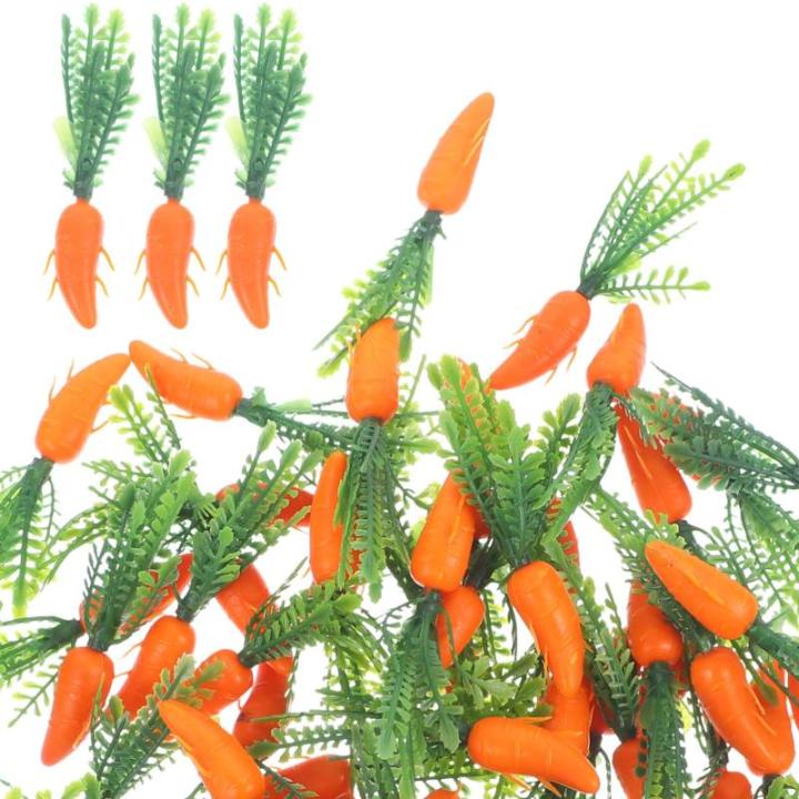 4 Sätze Simulierte Karotte Glitzernde, Funkelnde Karotten Lebensechte Karotte Gefälschtes Gemüsemodell Miniatur Karotte Dekorative Hasenkarotten Mini-Karotten Plastik 60 Stück 