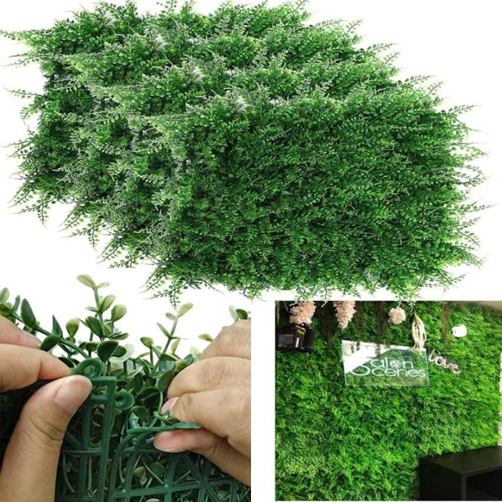12 stuks kunstmatige plantenwand kunstheg, inkijkbescherming 60 x 40 cm, klimopplanten, kunsthangend, groene inkijkbescherming voor binnendecoratie, tuinbegroening, scenlayout
