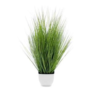 Isolepsis Kunstplant met witte bloempot, kunstplant, kamerplant, decoratieve plant, kunstbloemen, 60 cm, kunstplant