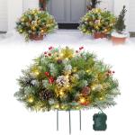Prelit Planter Bushes Christmas, Prelit Pot Fillers, Pre-Lit Artificial Christmas Tree Feel Real Urn Filler, Holiday Planter, Faux Holiday Planter Filler with Lights, Tree Urn Fill