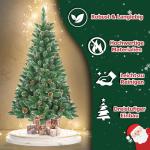 Kunstkerstboom, 210 cm, pvc, met sneeuweffect, dennenappels, kerstboom met snel op te bouwen, klapsysteem, brandvertragende kunstdennenboom met metalen standaard