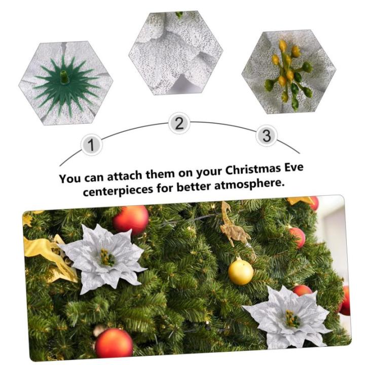 7st Künstliche Blumen Weihnachtskranz Dekoration Künstlicher Glitzer-weihnachtsstern Glitzernde Weihnachtssterne Künstliche Weihnachtssternblume Urlaub Weihnachtsstern Kranz Spo