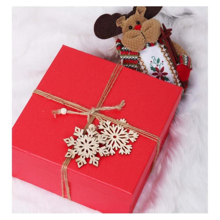 Homewit Houten hanger sneeuwvlokken boomversiering, 18 stuks kerst houten kerst hangende ornamenten kerstboomversiering met jute touw voor kerstboom - 7 cm