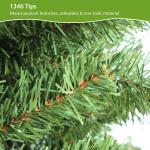 Pvc-kerstboom 210 cm, kunstkerstboom met 1346 takpunten, houten standaard en handschoenen inbegrepen, lifelike dennenboom voor binnen, patio, lobby, koffiewinkel, feestdecoratie (d