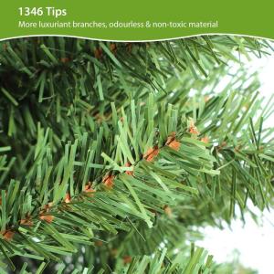 Pvc-kerstboom 210 cm, kunstkerstboom met 1346 takpunten, houten standaard en handschoenen inbegrepen, lifelike dennenboom voor binnen, patio, lobby, koffiewinkel, feestdecoratie (d