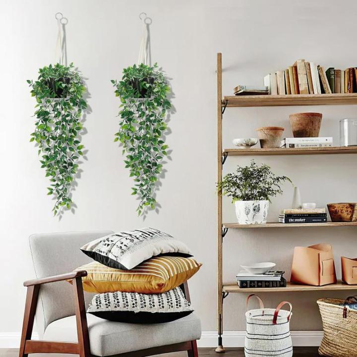 Hangende , 2 stuks, kunstplant met potten, hangplant, kunsthangplanten, echt voor binnen en buiten, balkon, wanddecoratie, kamerdecoratie