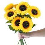 Kunstzonnebloemen, decoratie, 40 cm, enkele steel, kunstzonnebloemen, herfst, zijdebloemen, herfstbloemen, kunstbloemen, zonnebloem voor tafeldecoratie, bruiloft, woonkamer, 8 stuk