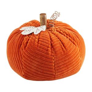 Orangefarbener Cord-Kürbissitzer, 29,2 cm Durchmesser x 24,1 cm