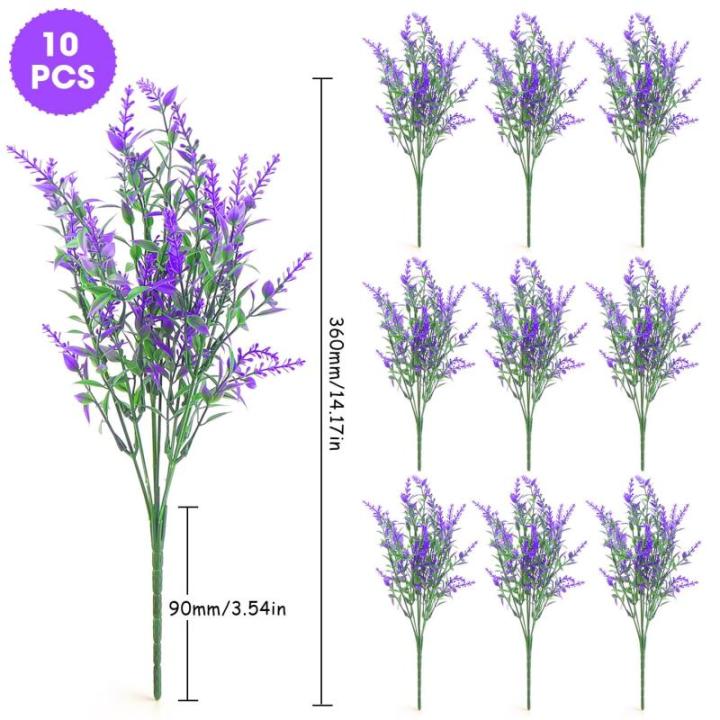 Kunstplanten, bloemen, in pot, net echt uv-bestendig, 10 bundels , , balkonplanten, struiken, decoratie, kunstbloem, lavendel voor tafel, huis, tuindecoratie