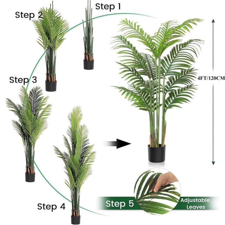 Kunstpflanze Palmen 120cm Künstliche Areca Palme Mit 12 Blätter Außenbereich Kunstpflanzen Groß Plastikpalme Dekopflanzen Mit Topf Topf Innen Deko Für Balkon Wohnzimmer Schlaf