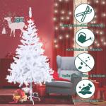 Kunstkerstboom, 150 cm, wit, pvc, kerstdecoratie, snel opgebouwd, klapsysteem, moeilijk ontvlambaar voor thuis, kantoor, winkel, incl. metalen standaard