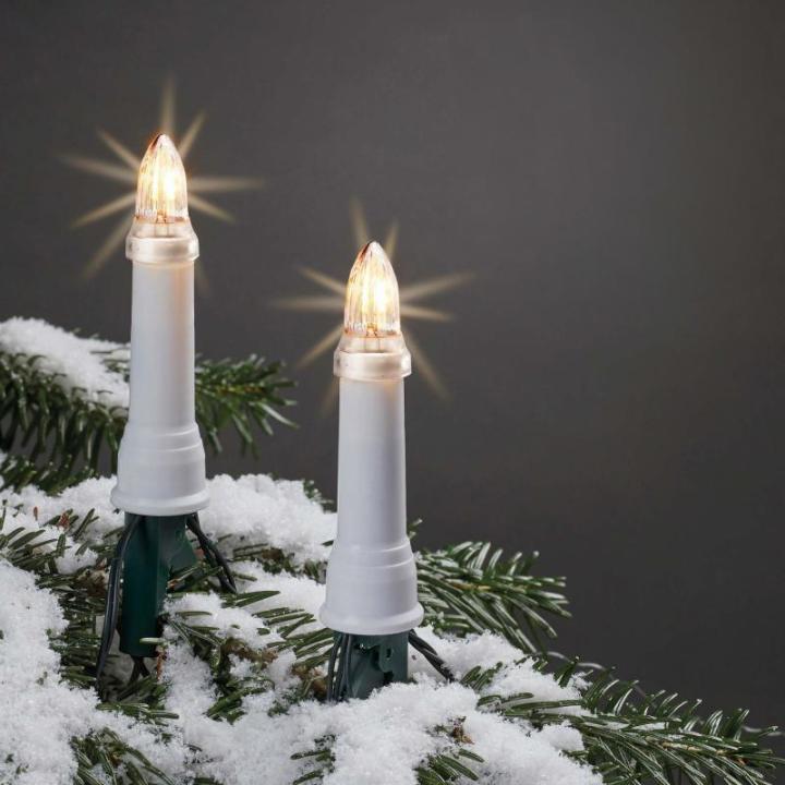 Kerstboom lichtketting voor buiten met stekker en clip, 30 kaarsen lichtketting kerstboom met warm wit licht, verlicht 13,5 m, voedingskabel 1,5 m, schacht wit kabel zwart 