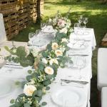 Kunstbloemenkrans, bruiloft, rozenkrank, slingers, 2 stuks, kunstbloemen, eucalyptus, hangende slinger, witte kunstplant voor achtergrond, feestdecoratie (wit, 4 stuks)