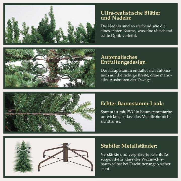 Kunstkerstboom, 180 cm, dennenboom, van kunstpvc en PE, klapscherm, diameter 115 cm, extra grote boomdiameter
