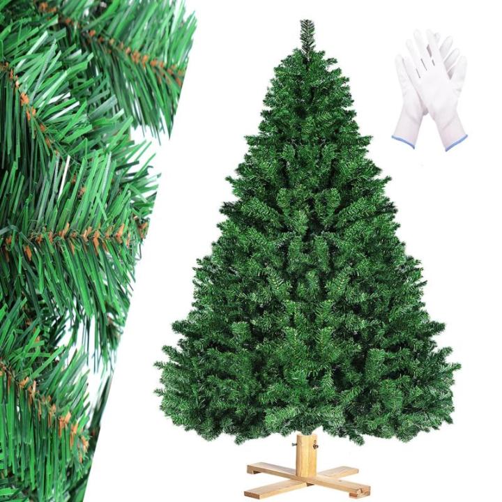 Kerstboom 210 cm (Ø ca. 135 cm), kunstkerstboom groene dennenboom met 1346 takken, 7 FT kerstboom met houten standaard klapsysteem, verwijderbaar inklapbaar en moeilijk ontvlambaa
