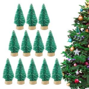 12 Stück Weihnachtsbaum aus Sisal Seidenzeder Miniatur Kiefer Flaschenbürstenbäume künstlicher mattierter Sisal-Weihnachtsbaum für die Weihnachtsdekoration,Tischdekoration