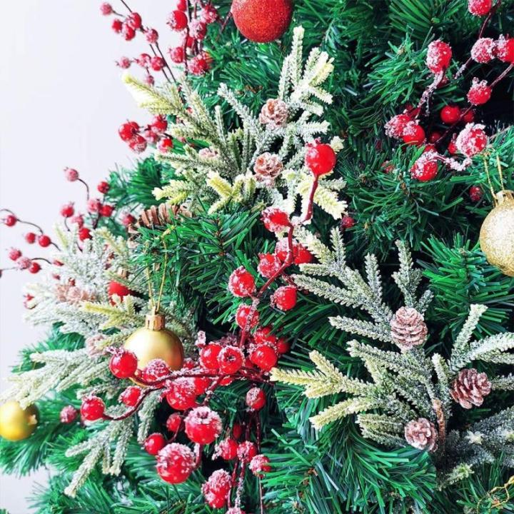 6 STÜCKE Weihnachten Rote Beeren, 50 cm Lange Künstliche Rote Beeren Burgunderrote Rote Beere Picks Stechpalme Beeren für Weihnachtsbaum Dekoration Handwerk Hochzeit Feiertage W