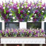 6Pcs Outdoor UV Bestand Planten Plastic Faux Bloemen Planten Indoor Outdoor Groen Struiken Voor Opknoping Planter Tuin Venster Doos Thuis Bruiloft Decor