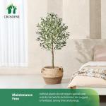 Kunstmatige olijfboom plant 120 cm nep vormgesneden zijden boom, perfecte in pot voor binnen en buiten