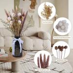 Pampas gedroogde bloemen, decoratie, natuur, 63 stuks, doe-het-zelf, gedroogde bloemen, boeket, ideaal voor boho, woonkamer, slaapkamer, vazen (LZGSGO-0103)