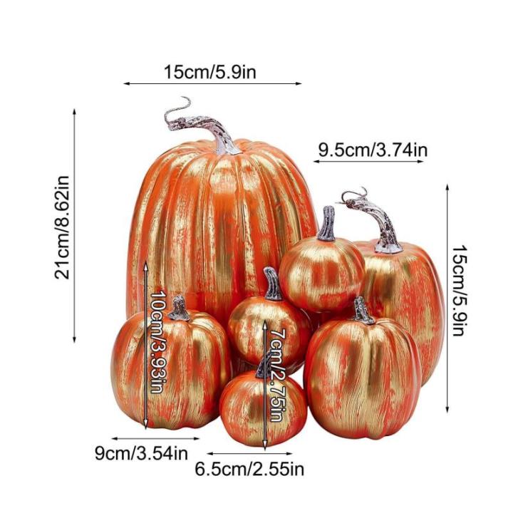 Herbstkürbisse, 7 Stück Künstliche Kürbisse, Schaumstoff, Herbstkürbis für Ernte, Herbs_t, Tisch, Zuhause, Garten, Erntedankfest, Halloween, Party-Dekoration
