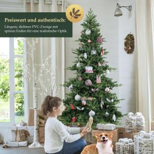 Kunstkerstboom, 210 cm, dennenboom, van kunstpvc en PE, klap-parasolsysteem, kunstkerstbomen, 130 cm extra grote boomdiameter