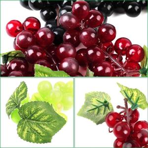 Kunststof druiven, 3 stuks herbruikbare kunstmatige druiven, kunstfruitdruiven, decoratief rekwisiet van plastic voor fruit, wijndecoratie voor keuken, bruiloften, binnen, buiten, 