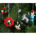 24 Stuks Houten Kerstboomdecoraties - tot 4 cm Hoge Figuren - Kerstmis Houten et Handbeschilderd - Traditionele Boom Kerstboomdecoraties - Geschenken - Locomotief - Sneeuwpop