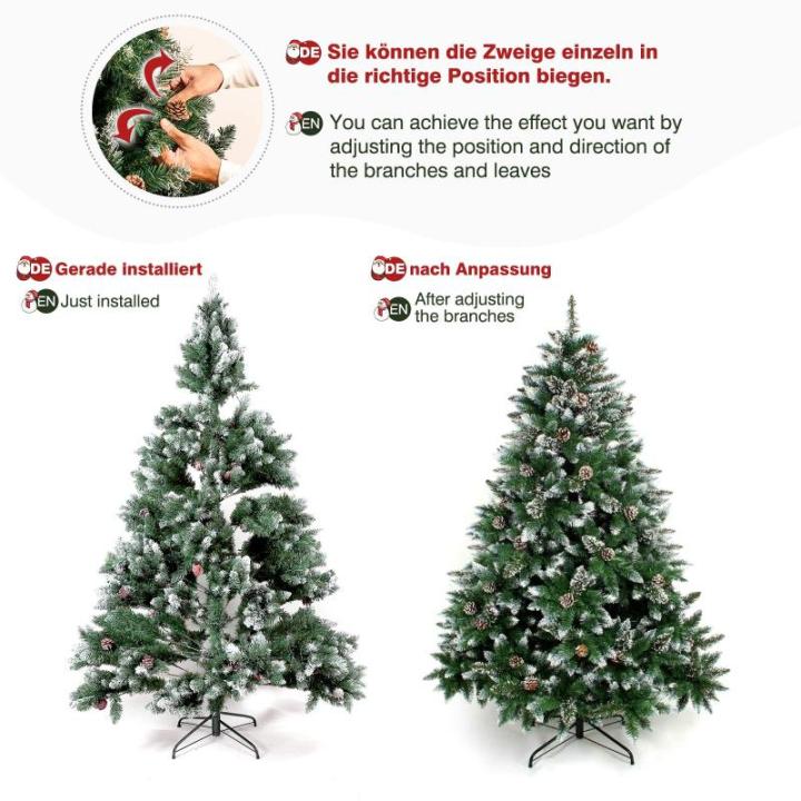 Kerstboom dennenboom met standaard 120cm-240cm voor kerstdecoratie (met sneeuw, 210cm)
