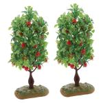 2 Sätze Obstbaum-Modell Baumförmiges Dekor Obstbaumspielzeug Architektur Gefälschte Bäume Simulationsbaumverzierungen Mini- Sandkasten-miniaturen Green Plastik 2 Stück * 2
