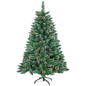 Kunstkerstboom, sneeuwserie, kunstkerstboom in winterlook met kunstsneeuw, 28 dennenappels en 500 takken, klapsysteem, geen naalden, van pvc, moeilijk ontvlambaar, diameter 105 cm 