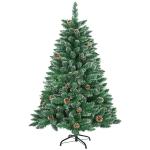 Kunstkerstboom, sneeuwserie, kunstkerstboom in winterlook met kunstsneeuw, 35 dennenappels en 720 takken, klapsysteem, geen naalden, van pvc, moeilijk ontvlambaar, diameter 125 cm 