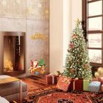 Kunstkerstboom van 180 cm met 775 groene pvc-punten en 75 groene PE-punten, met houten standaard en warmwitte leds, voor Kerstmis, Halloween, bruiloft (met sneeuweffect)