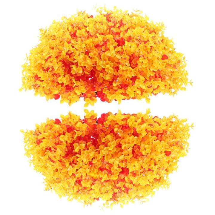 2 stuks eucalyptus grasbal groen klein gras vormsnijballen voor decoratie buiten gras buiten faux-mum bal plafond grasbal oranje plastic