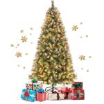 150/195 cm Künstlicher Weihnachtsbaum mit 200/420 LED-Lichtern und 8 Beleuchtungsmodi, Kunstbaum mit roten Ananas & Beeren, Christbaum mit Metallständer für Weihnachten (195 cm)